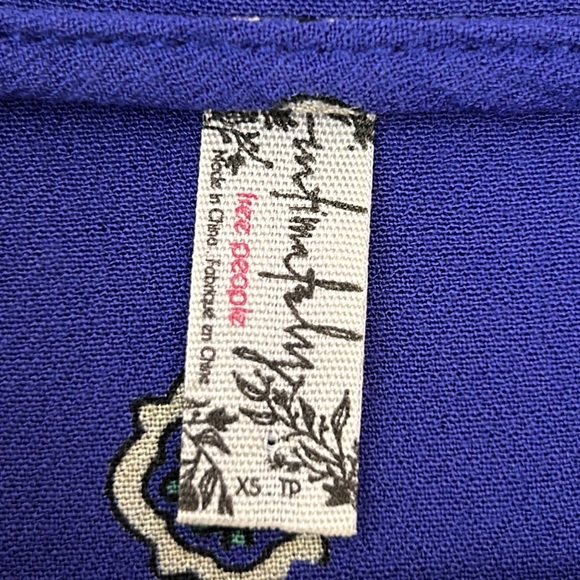 Free People Intimately • Blue Purple Button Down Long Sleeve Top Size XS - Picture 5 of 17